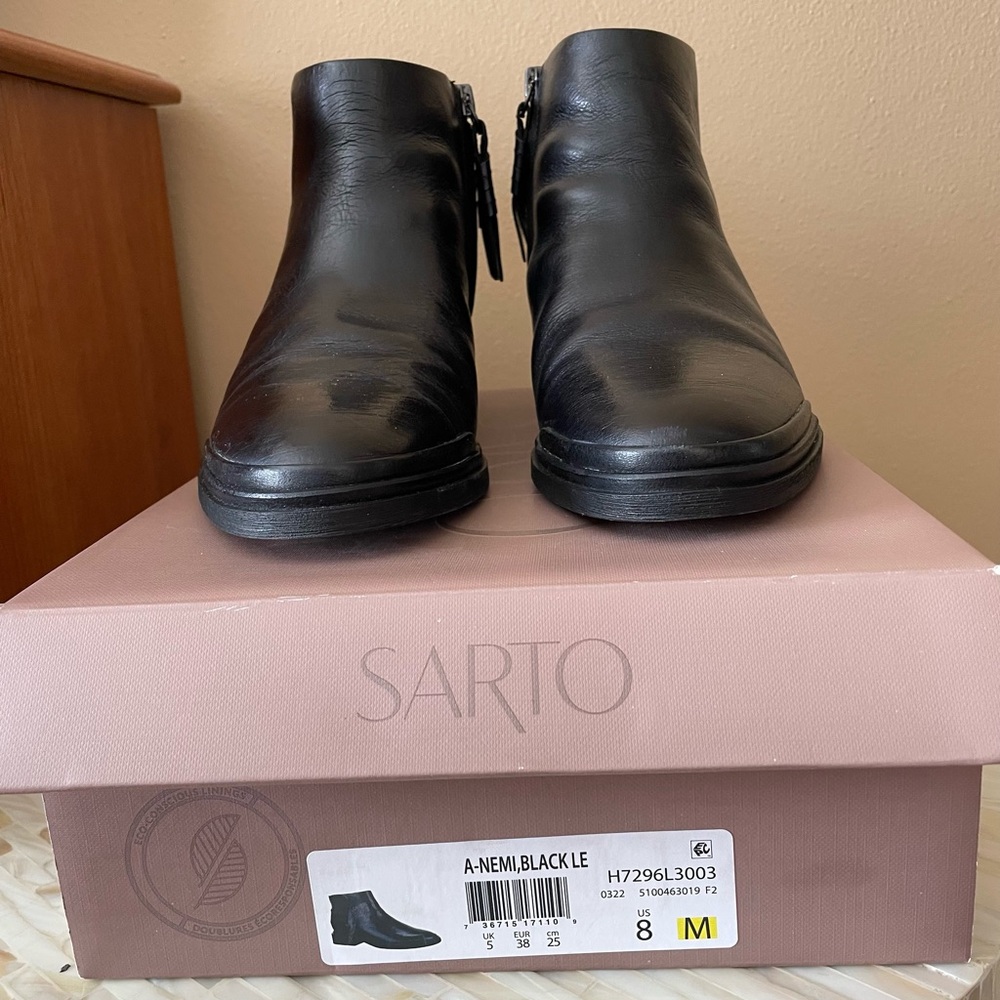 SARTO By Franco Sarto Black Leather Ankle Boots - Picture 5 of 6